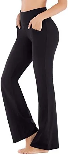 ewedoos womens yoga pants with pockets for women high waisted bootcut yoga pants wide leg yoga pants stretchy work pants black